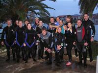 Croatia Diving: Divers getting reayd for the nightdive